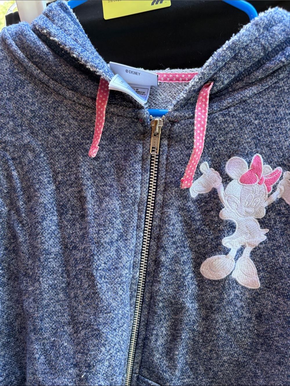 Disney Navy Blue Hooded Zip-Up Sweatshirt with Pink Minnie Details